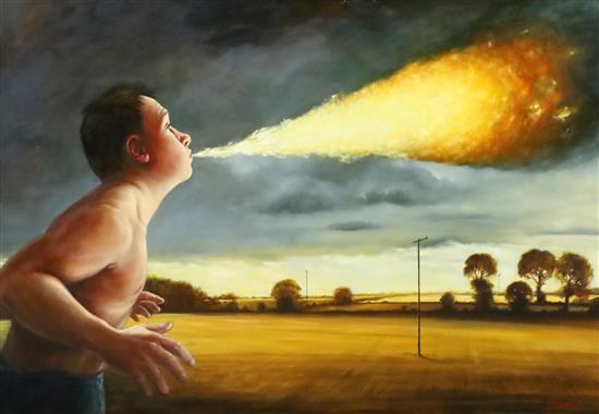 § Andrew Crocker (1962-) The Fireman 33.5 x 49.25in.